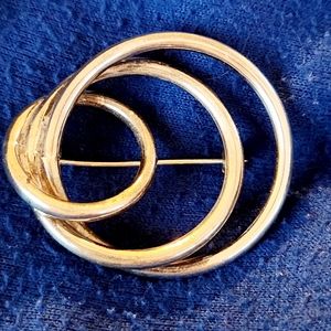 Mid Century 925 Sterling Silver Multi-circles Orbit Brooch